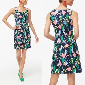 J Crew Factory Floral Basketweave Dress Navy Blue 2